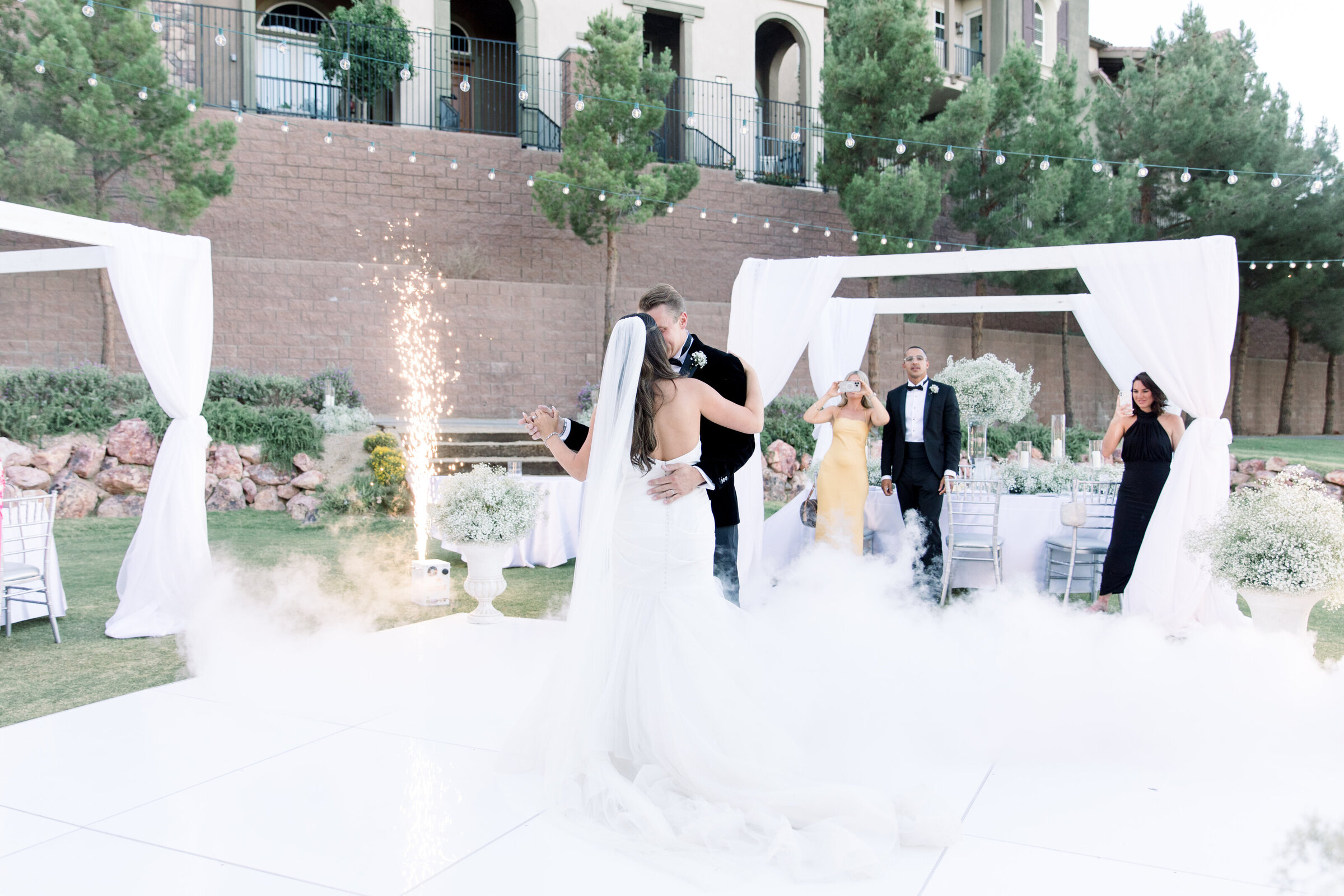 Wedding first dance with cold sparks